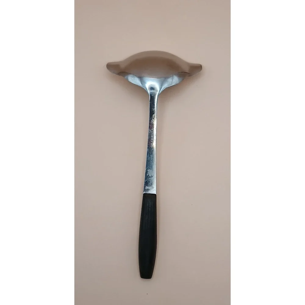 Vintage‎ Stainless Steel Double Spout Gravy Ladle Japan Etched Floral MCM Style